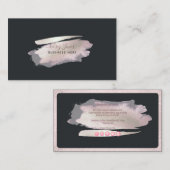 PixDezines Glam Pink+Silver | Blush+Navy blauw Visitekaartje (Voorkant / Achterkant)