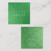 PixDezines Glam Share the Love Emerald Green Vierkante Visitekaartje (Voorkant / Achterkant)