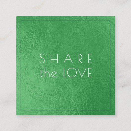 PixDezines Glam Share the Love Emerald Green Vierkante Visitekaartje (Voorkant)