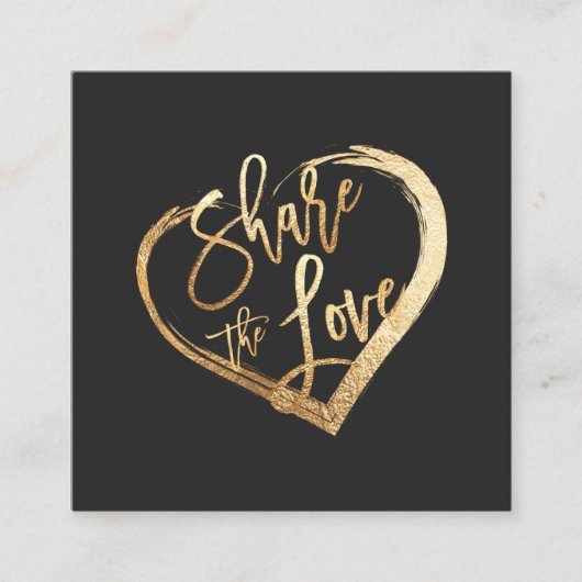 PixDezines Glam Share the Love Faux Gold Vierkante Visitekaartje (Voorkant)