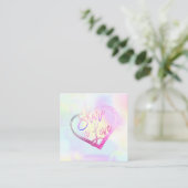 PixDezines Glam Share the Love Faux Holographic Vierkante Visitekaartje (Staand voorkant)