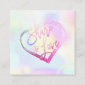 PixDezines Glam Share the Love Faux Holographic Vierkante Visitekaartje (Voorkant)