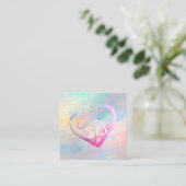 PixDezines Glam Share the Love Faux Metallic Vierkante Visitekaartje (Staand voorkant)