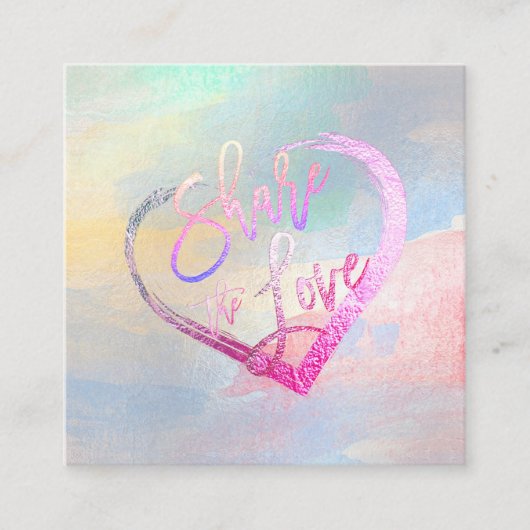 PixDezines Glam Share the Love Faux Metallic Vierkante Visitekaartje (Voorkant)