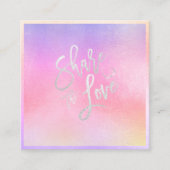 PixDezines Glam Share the Love Iridescent Rainbow Vierkante Visitekaartje (Voorkant)