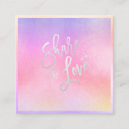 PixDezines Glam Share the Love Iridescent Rainbow Vierkante Visitekaartje