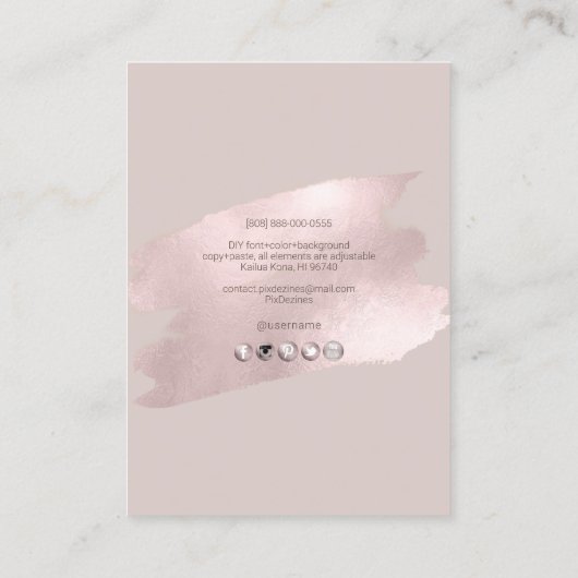PixDezines Glinsterende Blush Roze Geborsteld Oorb Visitekaartje (Achterkant)