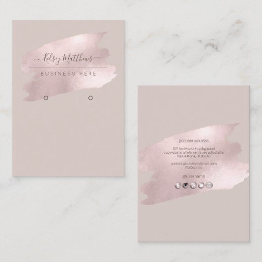 PixDezines Glinsterende Blush Roze Geborsteld Oorb Visitekaartje (Voorkant / Achterkant)