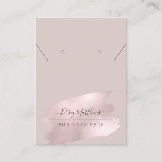 PixDezines Glinsterende Blush Roze Ketting Oorbel Visitekaartje (Voorkant)