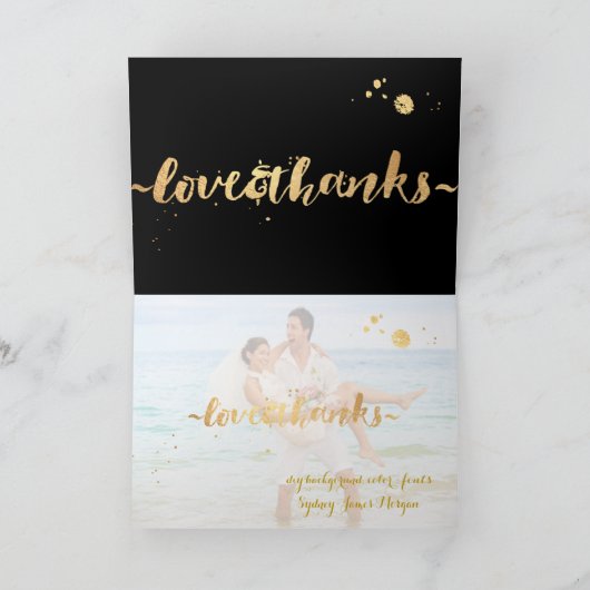 PixDezines glinsterende/nep gouden spikkels/bedank Bedankkaart (Binnen)