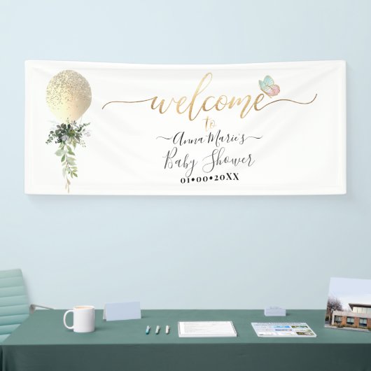 PixDezines Glitter Balloon Elk Evenement Welkom Spandoek (Beurs)