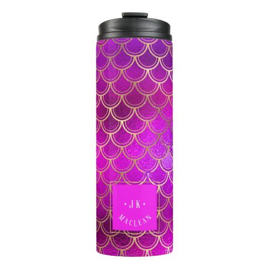 PixDezines Glitter Zeemeermin Schalen, Levendige F Thermosbeker (Voorkant)