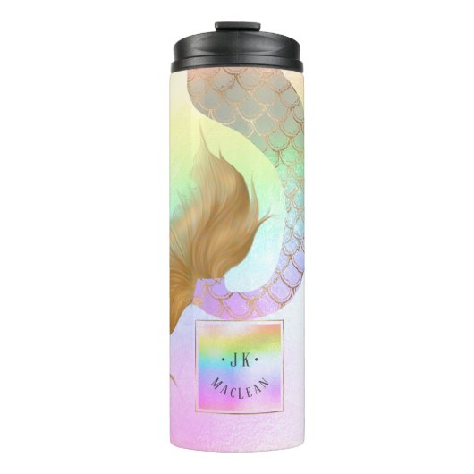 PixDezines Glitter Zeemeermin Staart, Katoen Snoep Thermosbeker (Voorkant)