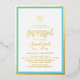 PixDezines Gold Bat Mitzvah DIY Achtergrond Folie Uitnodiging