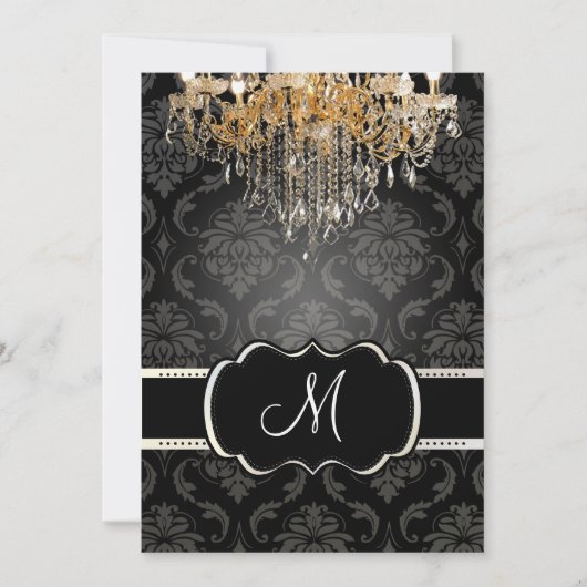 PixDezines Gold Chandelier+Vendome Damask/5x7 Kaart (Voorkant)