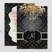 PixDezines Gold Chandelier+Vendome Damask/5x7 Kaart (Voorkant / Achterkant)