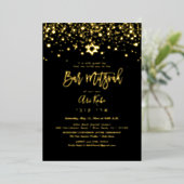PixDezines Gold Confetti Bar Mitzvah DIY-kleur Folie Uitnodiging (Staand Voorkant)