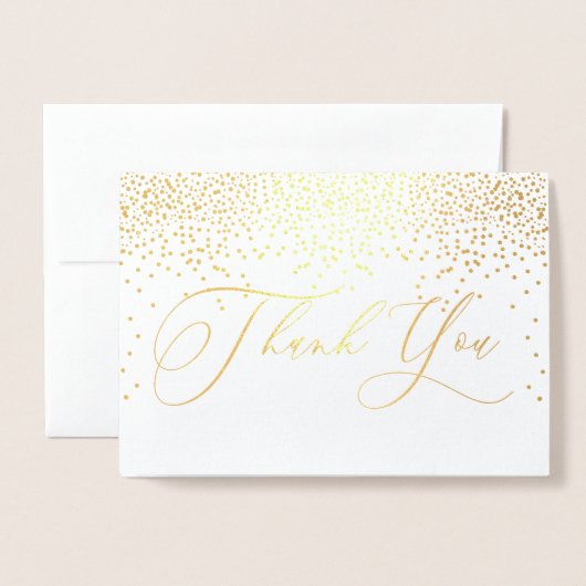 PixDezines Gold Confetti Bedankt, kalligrafie Folie Kaarten (Voorkant met envelop)