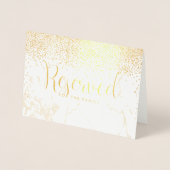 PixDezines Gold Confetti/Reserved Table Sign Folie Kaarten (Voorkant)