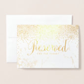 PixDezines Gold Confetti/Reserved Table Sign Folie Kaarten (Voorkant met envelop)
