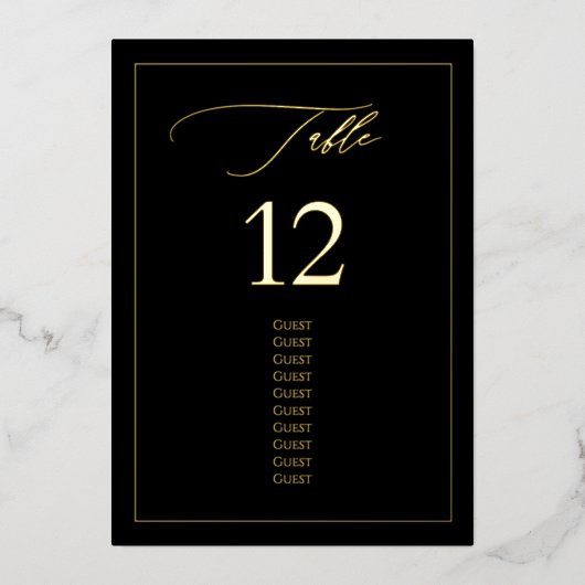 PixDezines Gold Foil Luxe Calligrafietnummer Folie Uitnodiging (Voorkant)