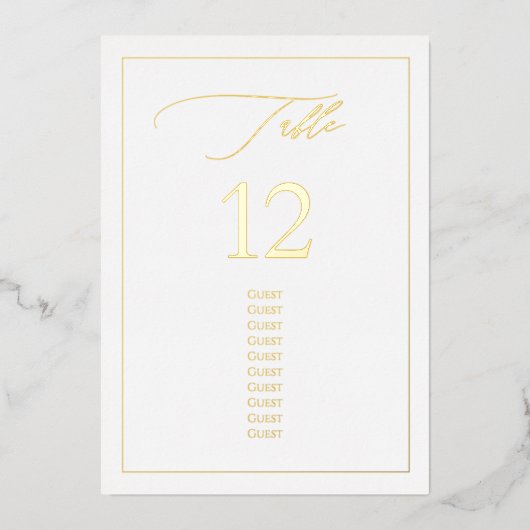 PixDezines Gold Foil Luxe Calligrafietnummer Folie Uitnodiging (Voorkant)