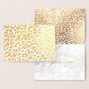 PixDezines Gold Leopard Spots Bedankt Folie Kaarten