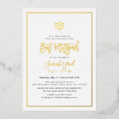 PixDezines Gold Modern Script Bat Mitzvah Folie Uitnodiging (Voorkant)