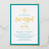 PixDezines Gold ModernScript Mitzvah DIYBackground Folie Uitnodiging (Voorkant)