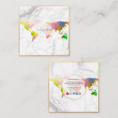 PixDezines GOLD MONOGRAM/FAUX GOLD Vierkante Visitekaartje (Voorkant / Achterkant)