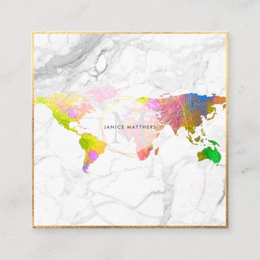 PixDezines GOLD MONOGRAM/FAUX GOLD Vierkante Visitekaartje (Voorkant)