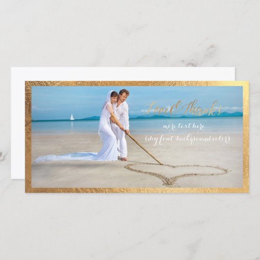 PixDezines Gold script/Liefde/Bedankt/trouwfoto Bedankkaart (Voorkant / Achterkant)