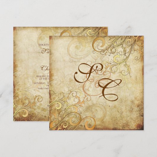 PixDezines  GOLD SWIRLS/FAUX PARCHMENT Kaart (Voorkant / Achterkant)