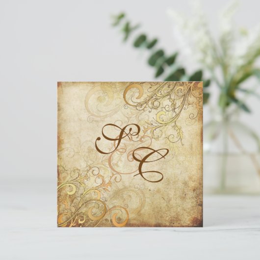 PixDezines GOLD SWIRLS/FAUX PARCHMENT Kaart (Staand voorkant)