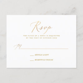PixDezines Gold Tone Elegant Calligraphy RSVP Uitnodiging Briefkaart