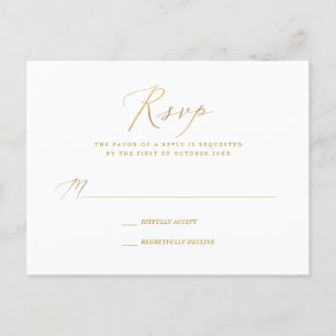 PixDezines Gold Tone Elegant Calligraphy RSVP Uitnodiging Briefkaart