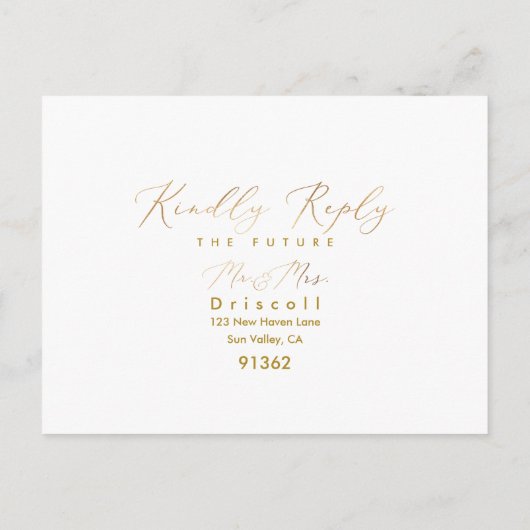 PixDezines Gold Tone Elegant Calligraphy RSVP Uitnodiging Briefkaart (Achterkant)