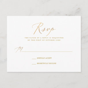PixDezines Gold Tone Elegant Calligraphy RSVP Uitnodiging Briefkaart