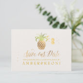 PixDezines Golden Pineapple/save our date Save The Date (Staand voorkant)