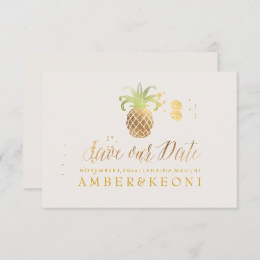 PixDezines Golden Pineapple/save our date Save The Date (Voorkant / Achterkant)