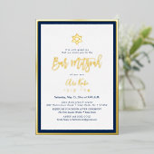 PixDezines Goud ModernScript Mitzvah DIY-Achtergro Folie Uitnodiging (Staand Voorkant)