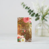 PixDezines goudblaadjes+ pioenen Visitekaartje (Staand voorkant)