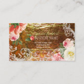 PixDezines goudblaadjes+ pioenen Visitekaartje (Achterkant)