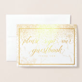 PixDezines Gouden Confetti/gelieve te ondertekenen Folie Kaarten (Voorkant met envelop)