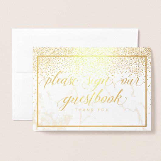 PixDezines Gouden Confetti/gelieve te ondertekenen Folie Kaarten (Voorkant met envelop)