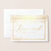 PixDezines Gouden Confetti/Gereserveerde Tafelteke Folie Kaarten (Voorkant met envelop)