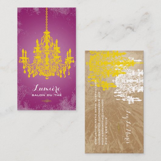 PixDezines gouden kroonluchter/DIY kleur Visitekaartje (Voorkant / Achterkant)