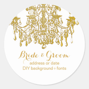 PixDezines gouden Toon kristallen kroonluchter Ronde Sticker