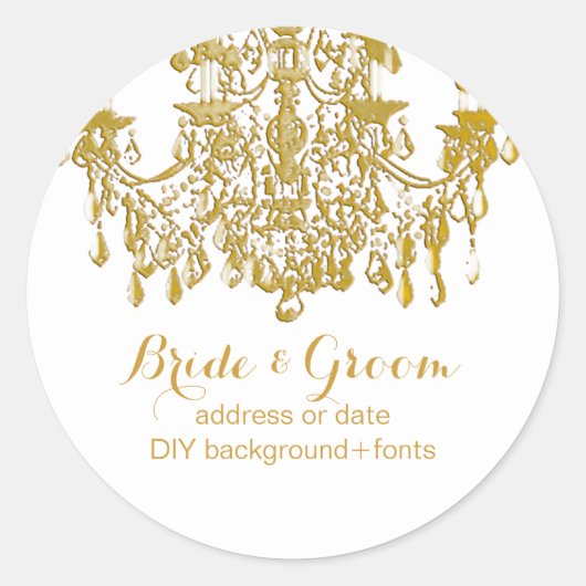 PixDezines gouden Toon kristallen kroonluchter Ronde Sticker (Voorkant)