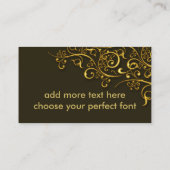 PixDezines Goudstrijkijzers/donkere chocolade/goud Visitekaartje (Achterkant)